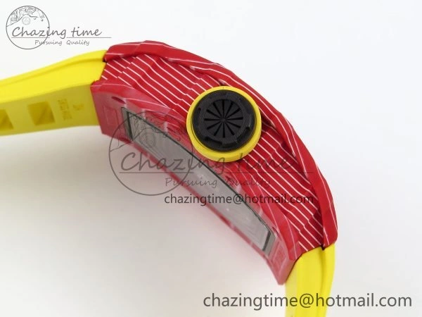 RM035 Red Carbon SONIC Best Edition Skeleton Dial on Yellow Rubber Strap Clone RMUL2