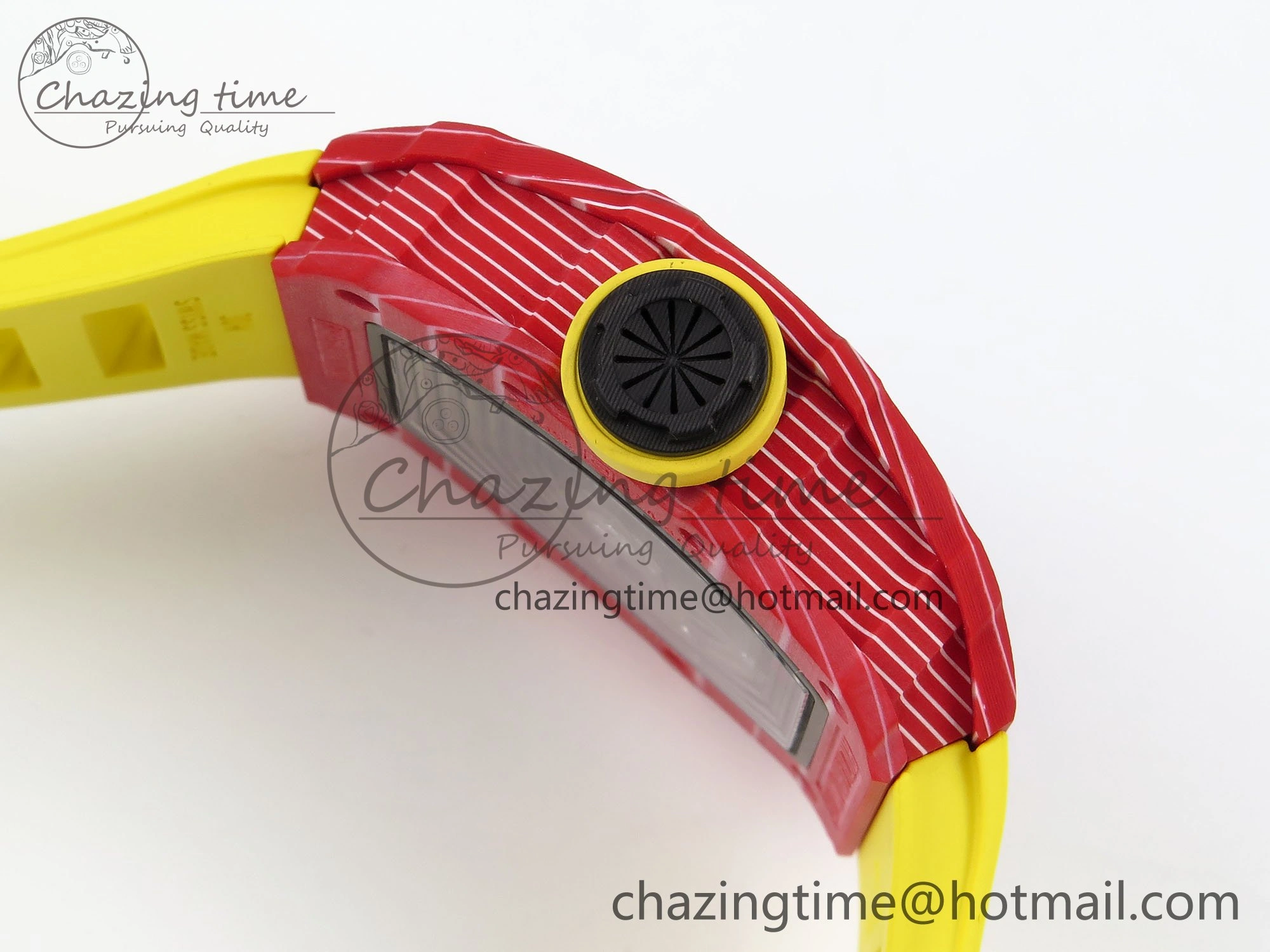 RM035 Red Carbon SONIC Best Edition Skeleton Dial on Yellow Rubber Strap Clone RMUL2
