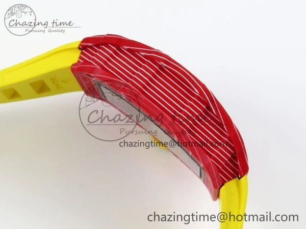 RM035 Red Carbon SONIC Best Edition Skeleton Dial on Yellow Rubber Strap Clone RMUL2