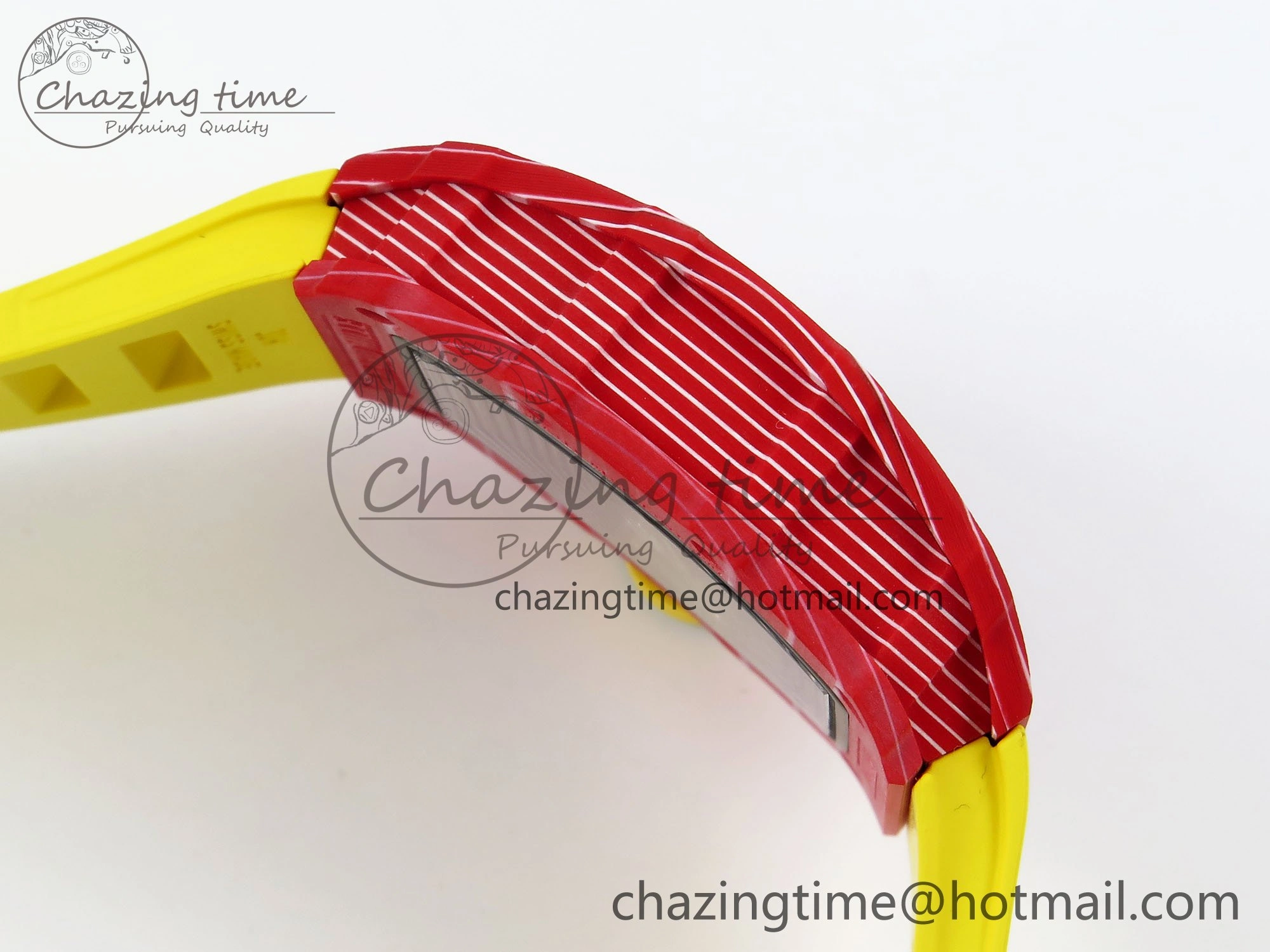 RM035 Red Carbon SONIC Best Edition Skeleton Dial on Yellow Rubber Strap Clone RMUL2