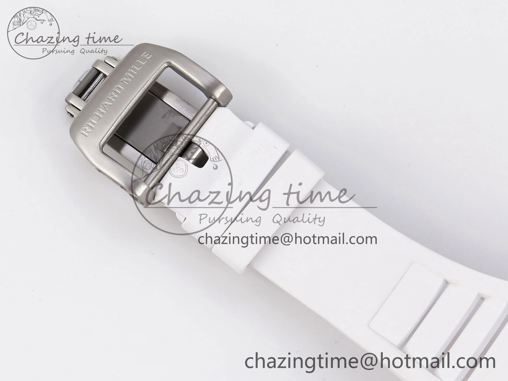 RM035 Red Carbon T+F Best Edition Skeleton Dial on White Rubber Strap Clone RMUL2