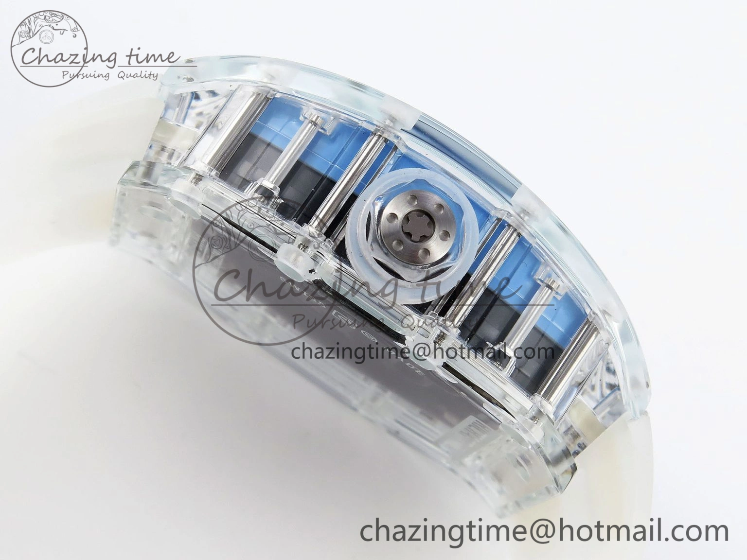 RM035 Transparent RMF Best Edition Skeleton Blue Dial on Translucent Rubber Strap Clone RMUL2