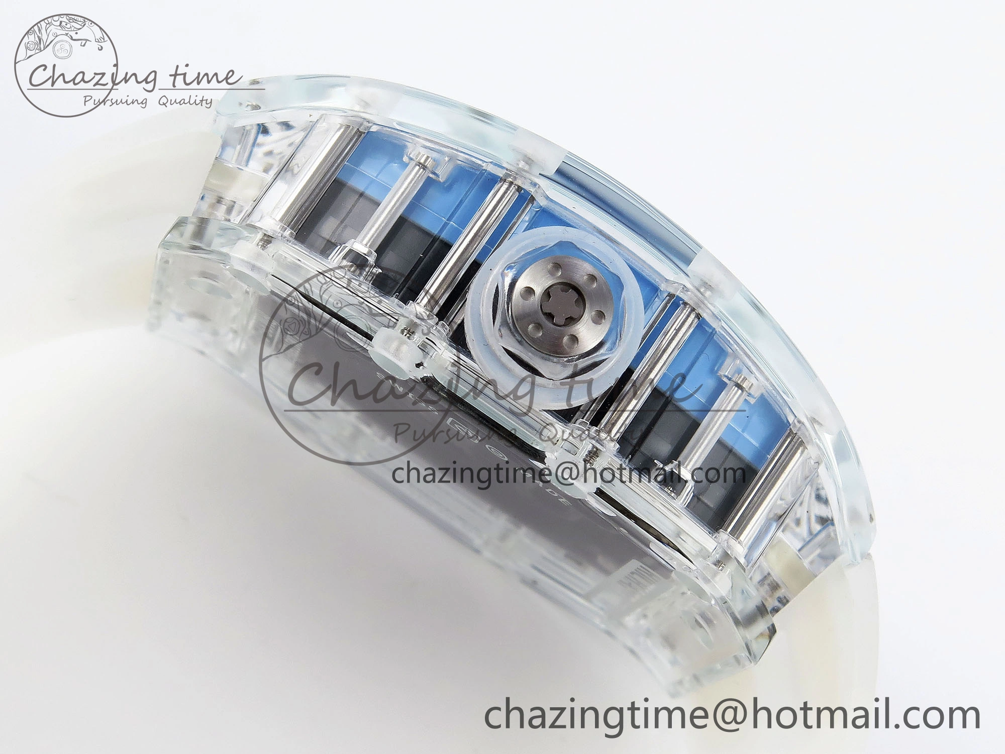 RM035 Transparent RMF Best Edition Skeleton Blue Dial on Translucent Rubber Strap Clone RMUL2