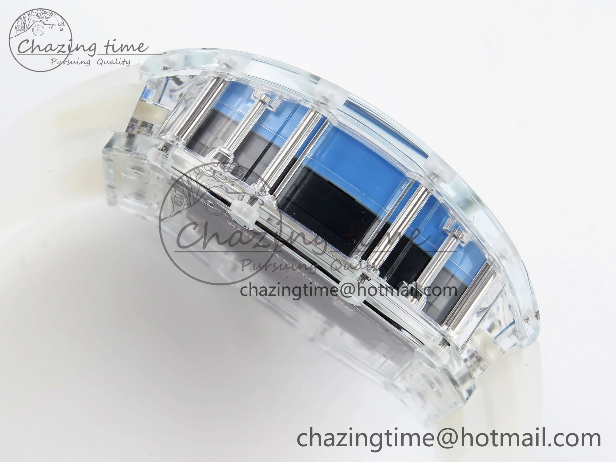 RM035 Transparent RMF Best Edition Skeleton Blue Dial on Translucent Rubber Strap Clone RMUL2