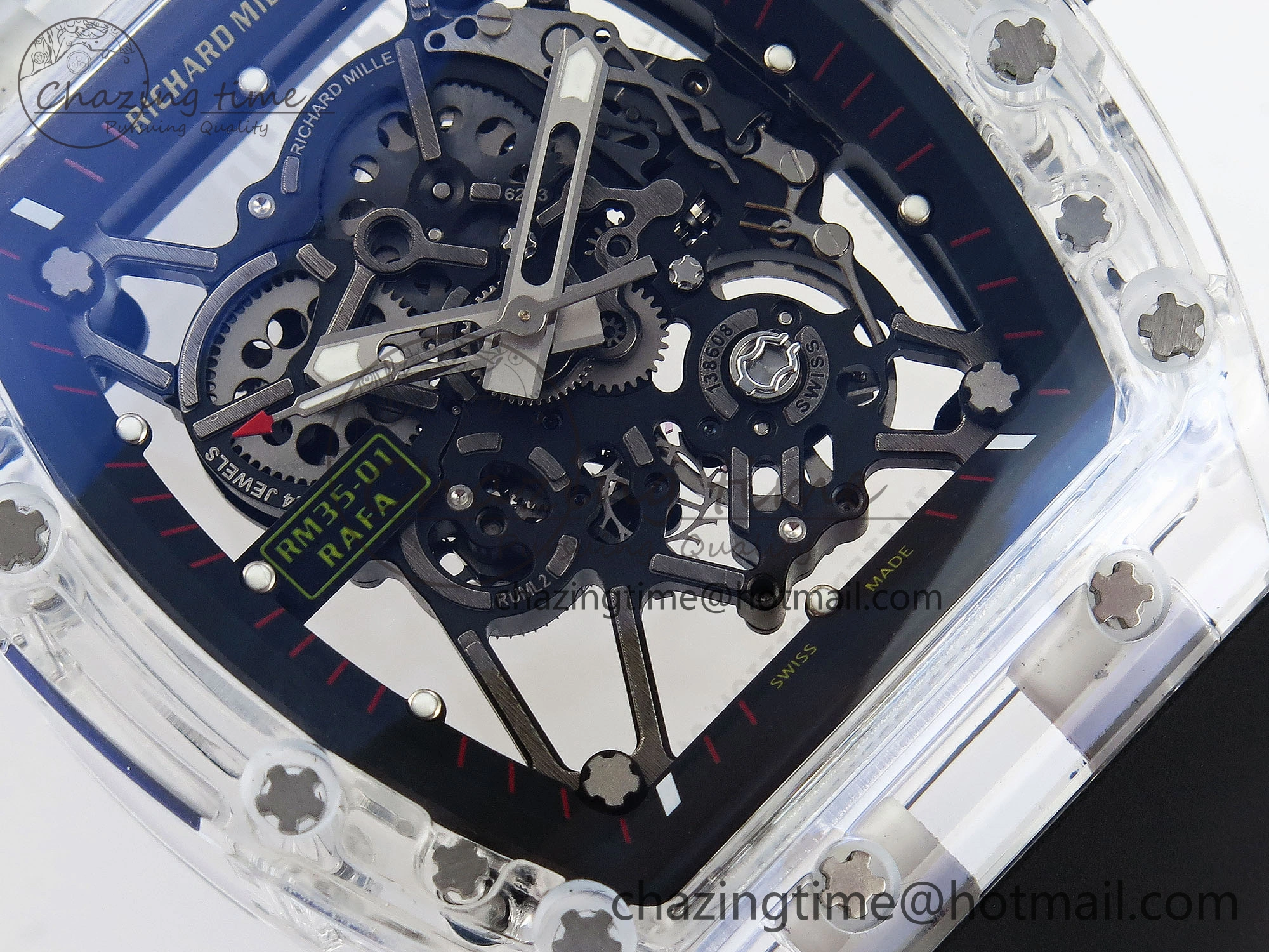 RM035 Transparent RMF Best Edition Skeleton Dial on Black Rubber Strap Clone RMUL2