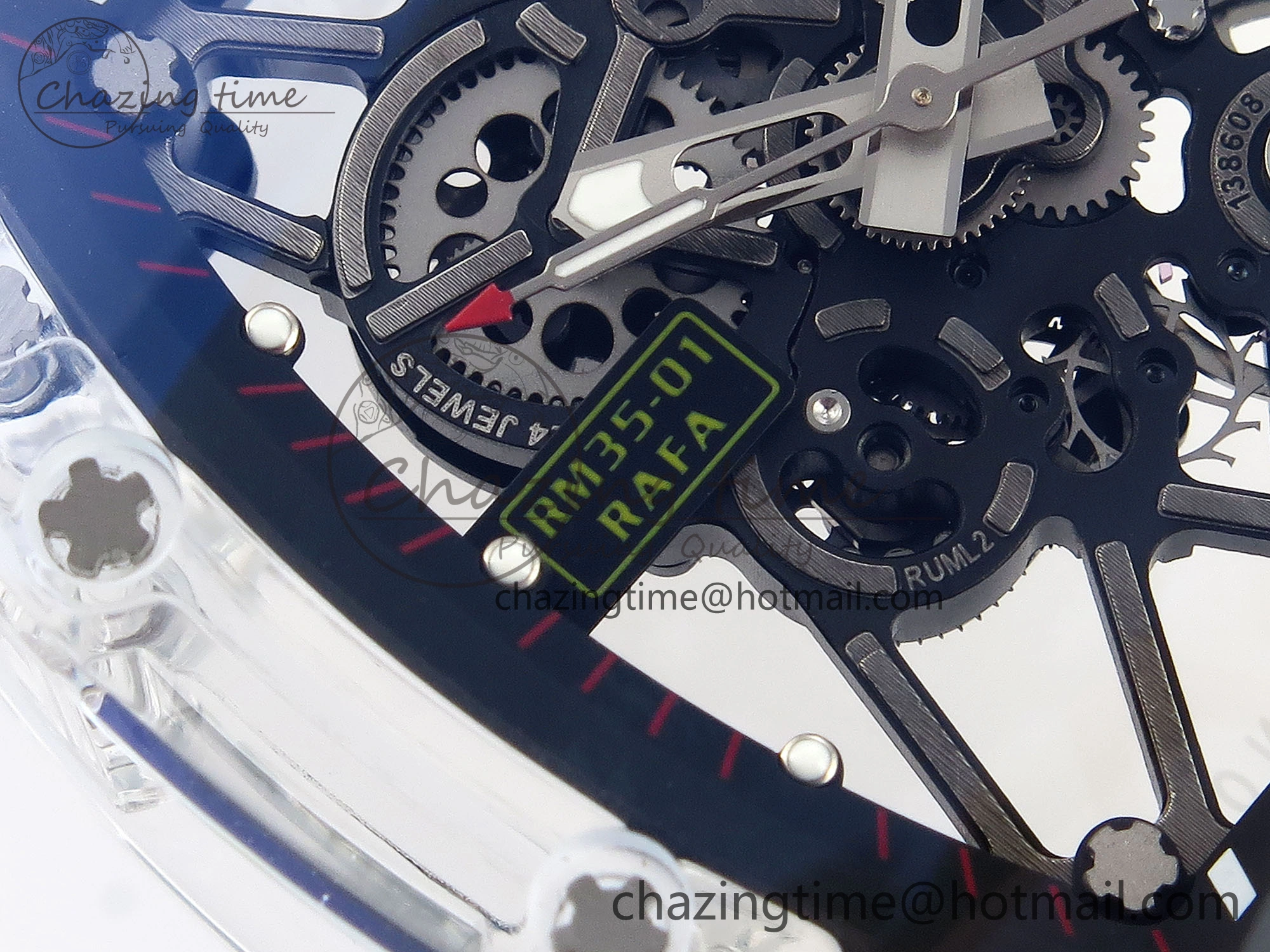 RM035 Transparent RMF Best Edition Skeleton Dial on Black Rubber Strap Clone RMUL2