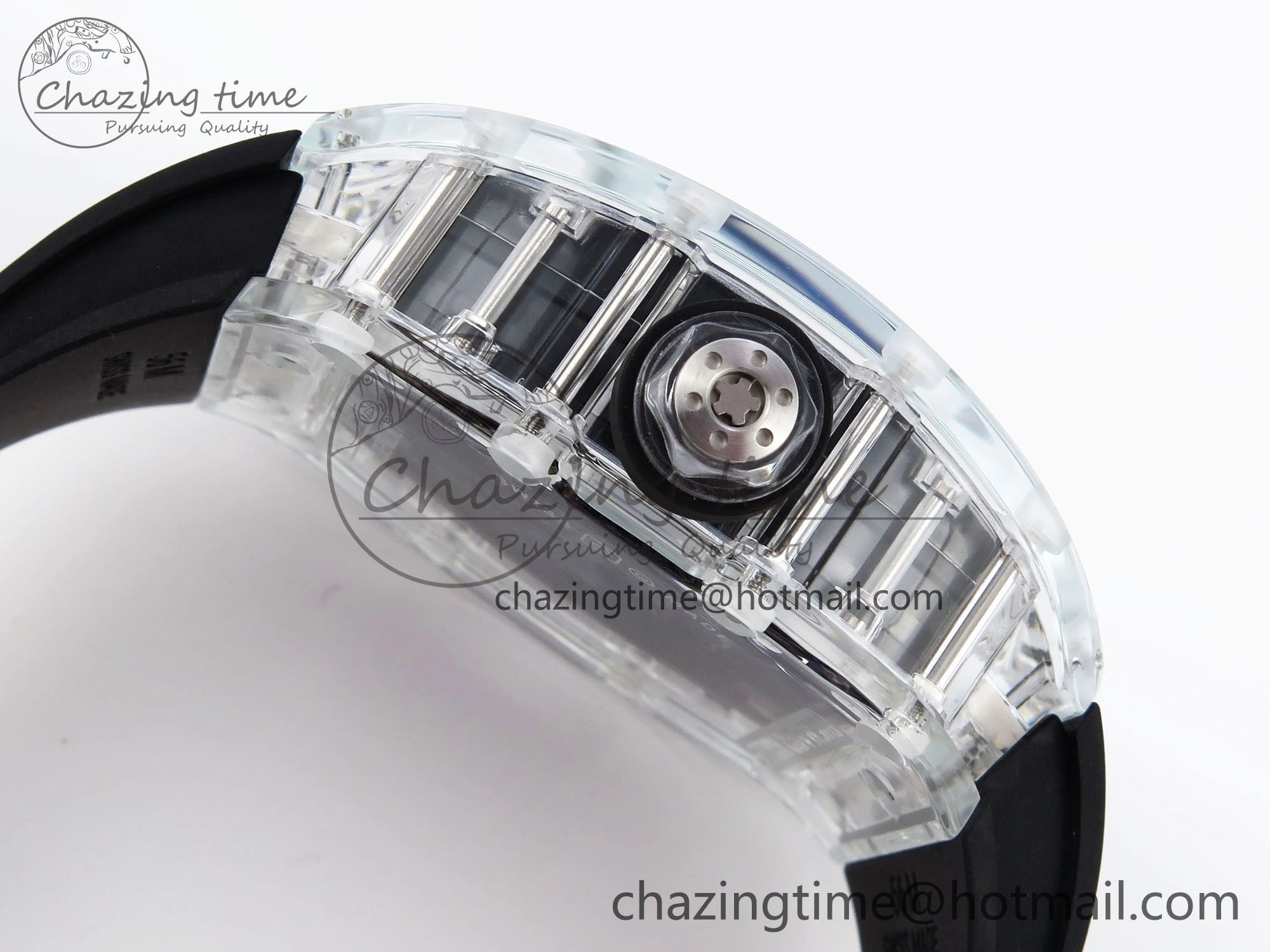 RM035 Transparent RMF Best Edition Skeleton Dial on Black Rubber Strap Clone RMUL2