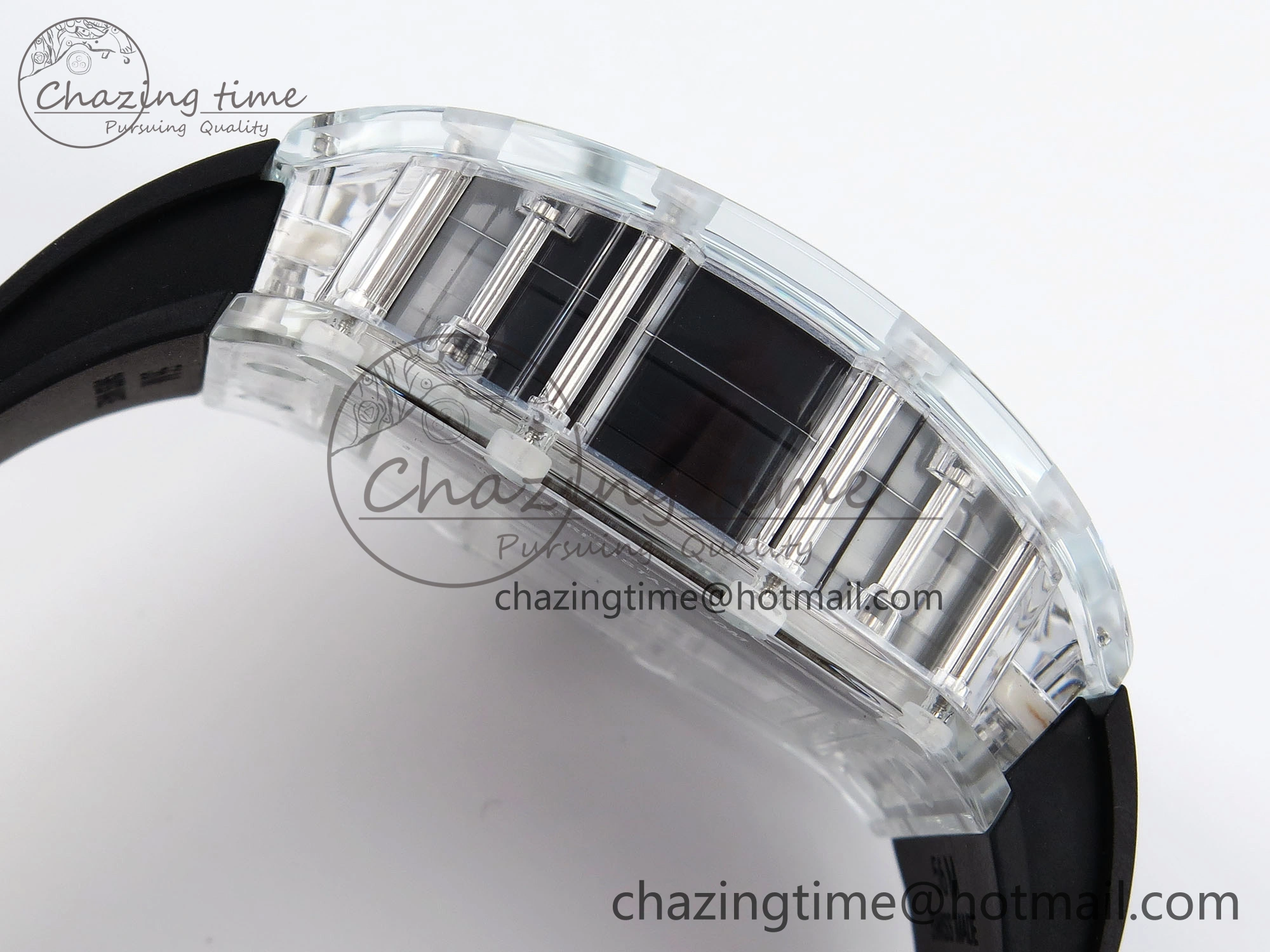 RM035 Transparent RMF Best Edition Skeleton Dial on Black Rubber Strap Clone RMUL2