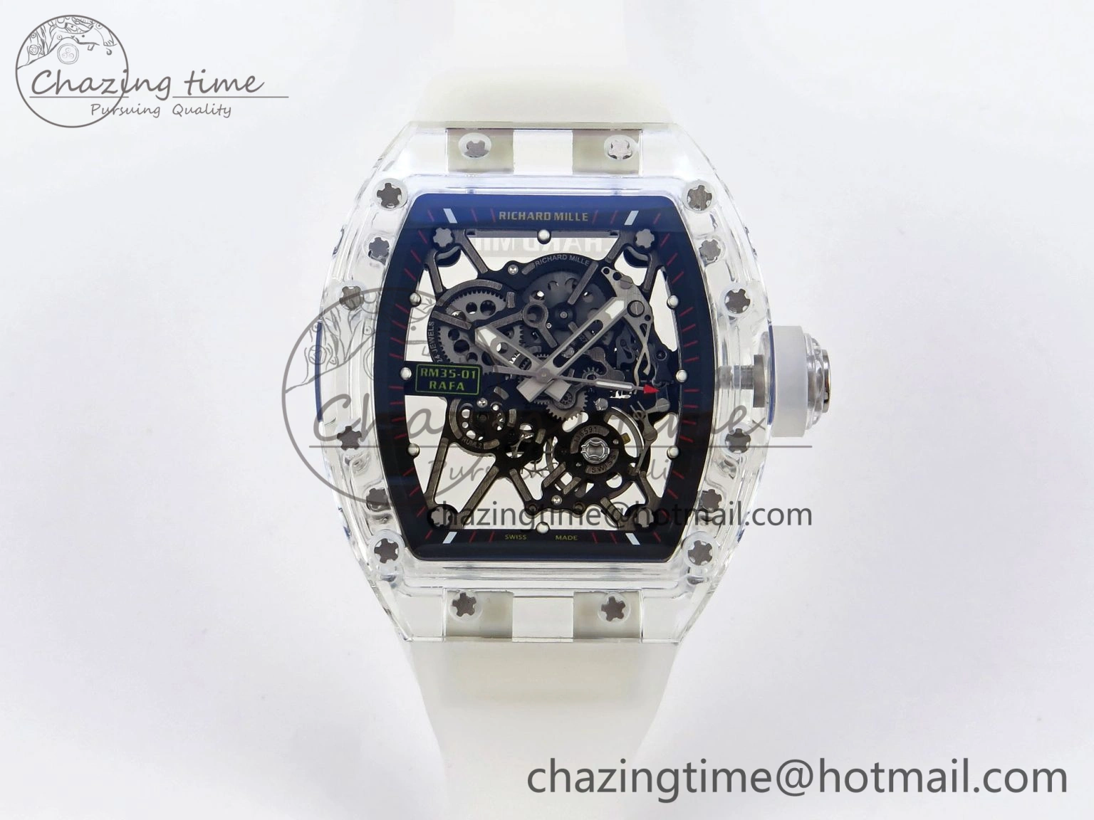 RM035 Transparent RMF Best Edition Skeleton Dial on Translucent Rubber Strap Clone RMUL2