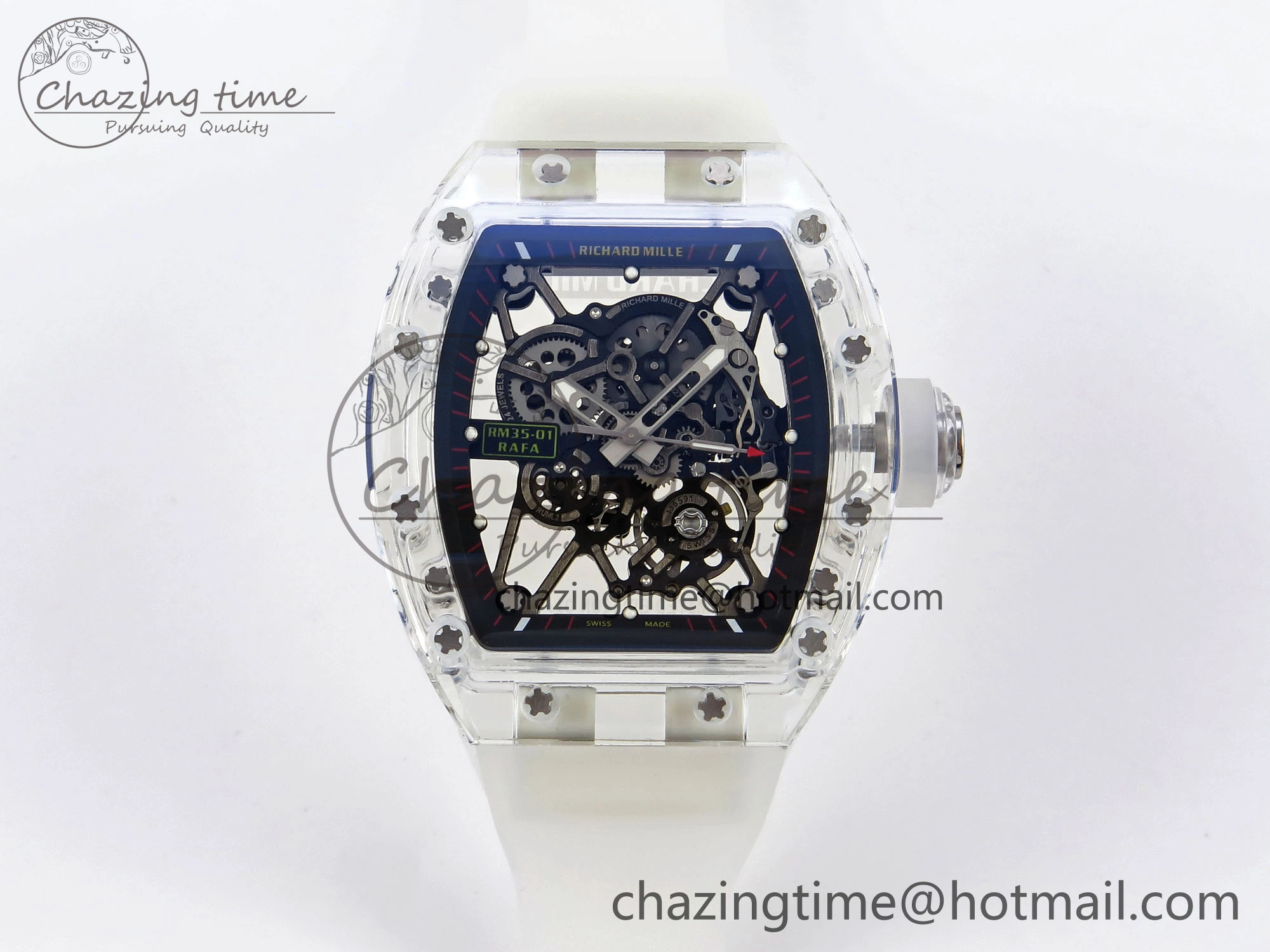 RM035 Transparent RMF Best Edition Skeleton Dial on Translucent Rubber Strap Clone RMUL2