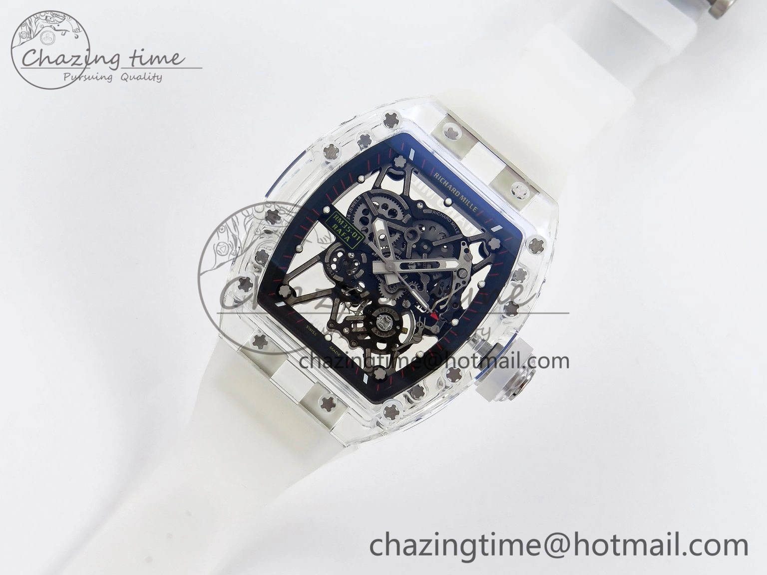 RM035 Transparent RMF Best Edition Skeleton Dial on Translucent Rubber Strap Clone RMUL2
