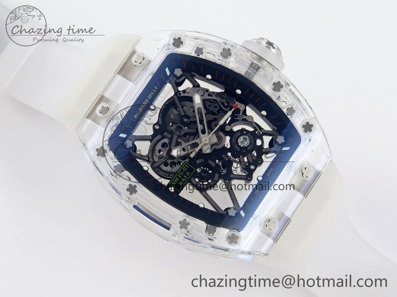 RM035 Transparent RMF Best Edition Skeleton Dial on Translucent Rubber Strap Clone RMUL2