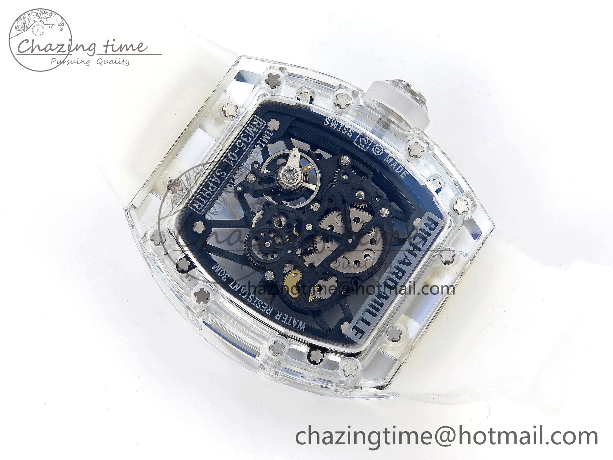 RM035 Transparent RMF Best Edition Skeleton Dial on Translucent Rubber Strap Clone RMUL2