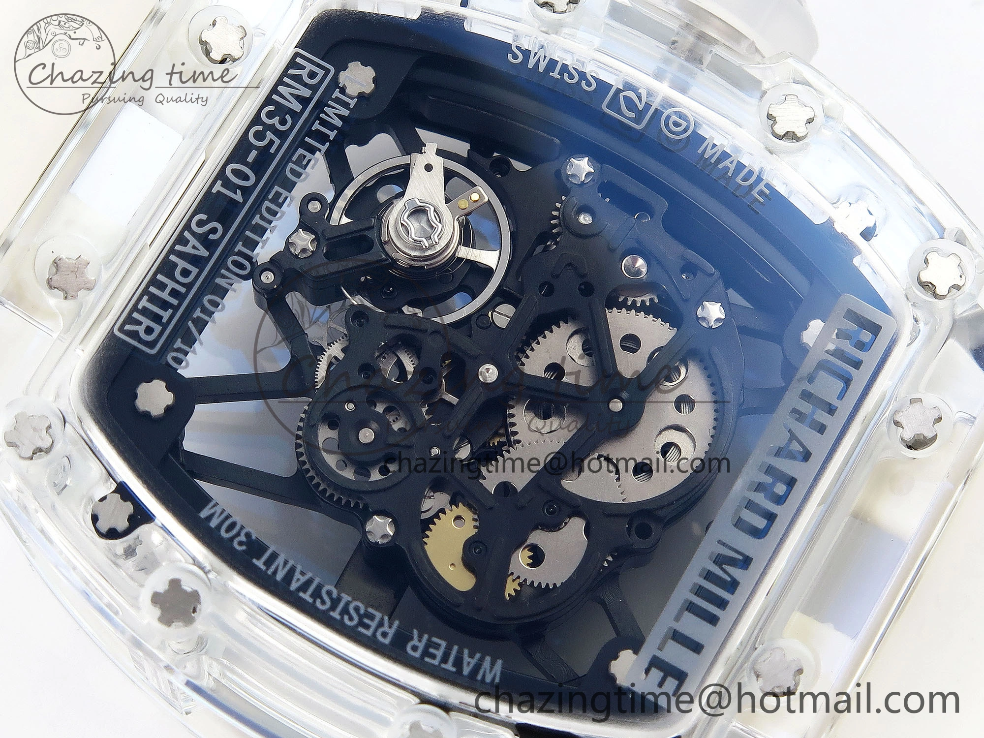 RM035 Transparent RMF Best Edition Skeleton Dial on Translucent Rubber Strap Clone RMUL2