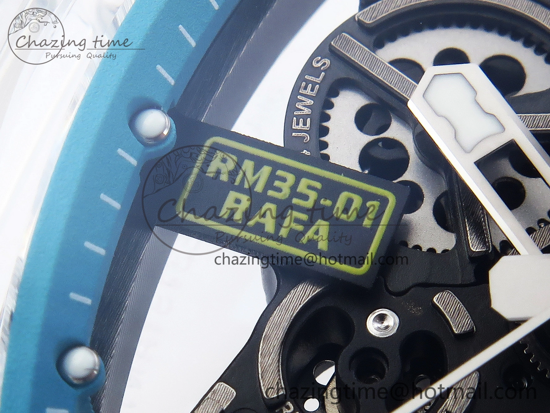 RM035 Transparent SONIC Best Edition Skeleton Blue Dial on White Nylon Strap Clone RMUL2