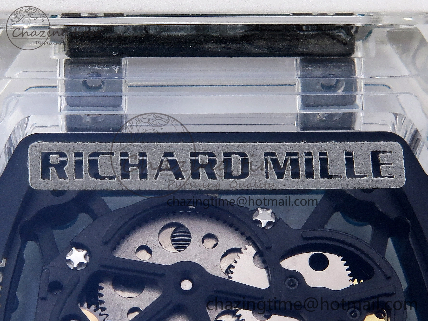 RM035 Transparent SONIC Best Edition Skeleton Blue Dial on White Nylon Strap Clone RMUL2