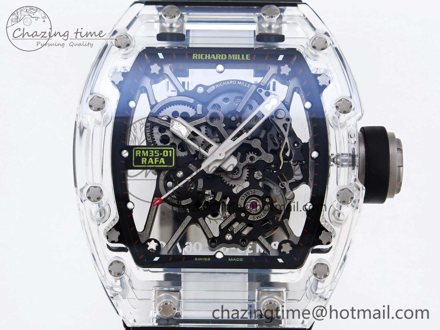 RM035 Transparent SONIC Best Edition Skeleton Dial on Black Nylon Strap Clone RMUL2