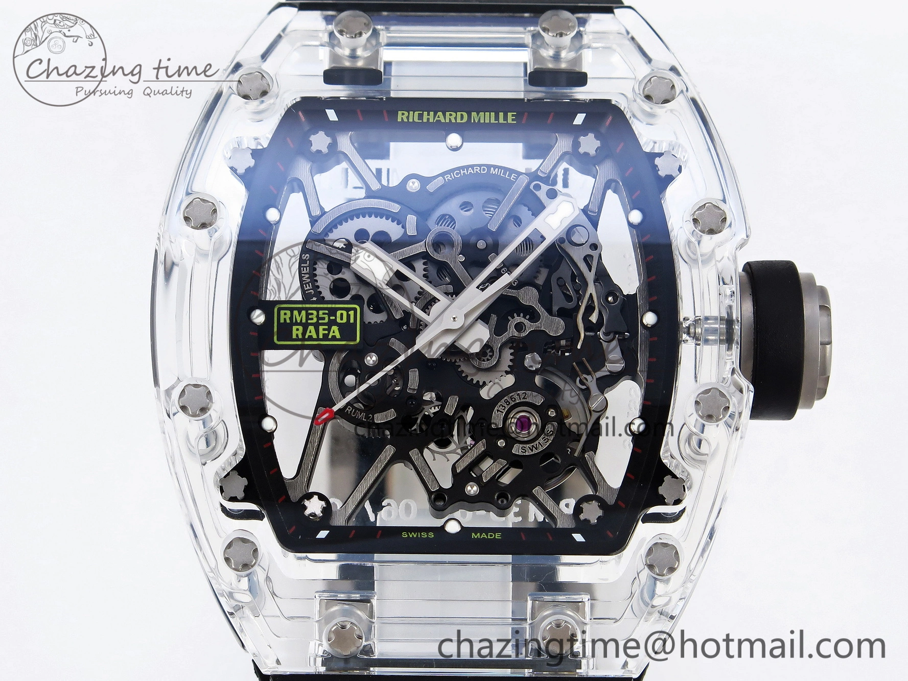 RM035 Transparent SONIC Best Edition Skeleton Dial on Black Nylon Strap Clone RMUL2