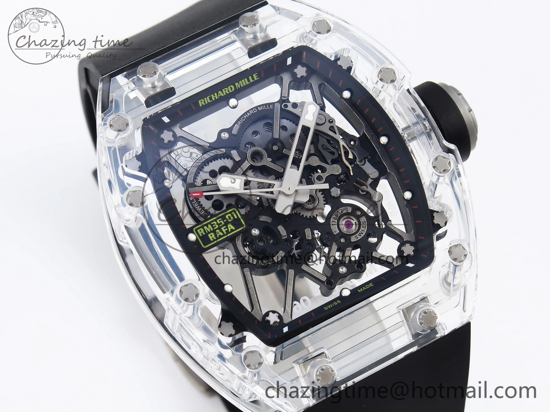 RM035 Transparent SONIC Best Edition Skeleton Dial on Black Nylon Strap Clone RMUL2