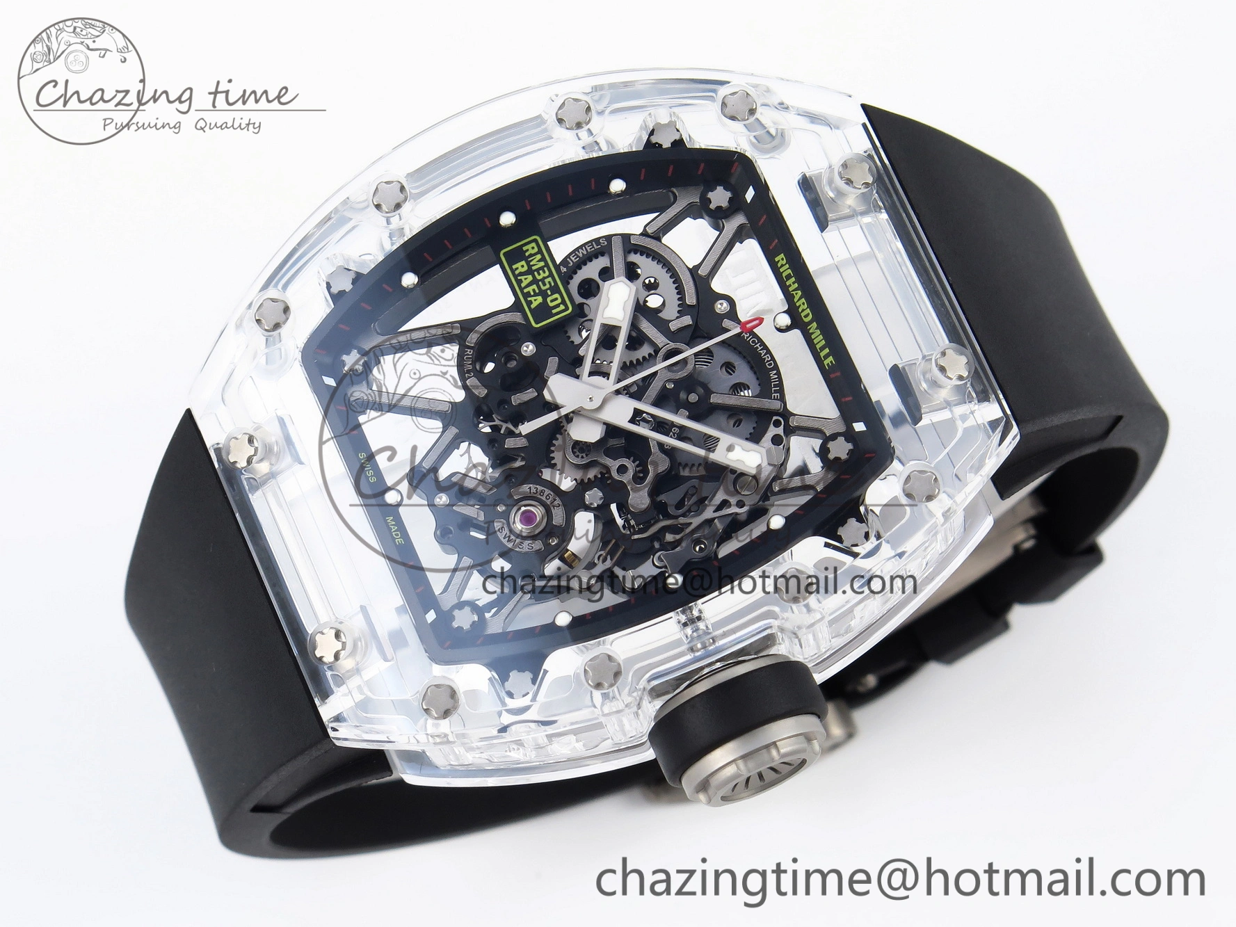 RM035 Transparent SONIC Best Edition Skeleton Dial on Black Nylon Strap Clone RMUL2