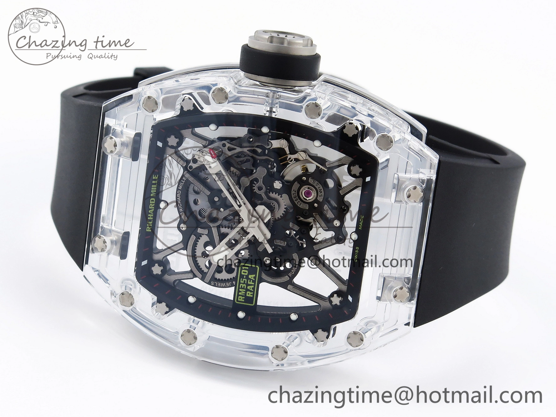 RM035 Transparent SONIC Best Edition Skeleton Dial on Black Nylon Strap Clone RMUL2