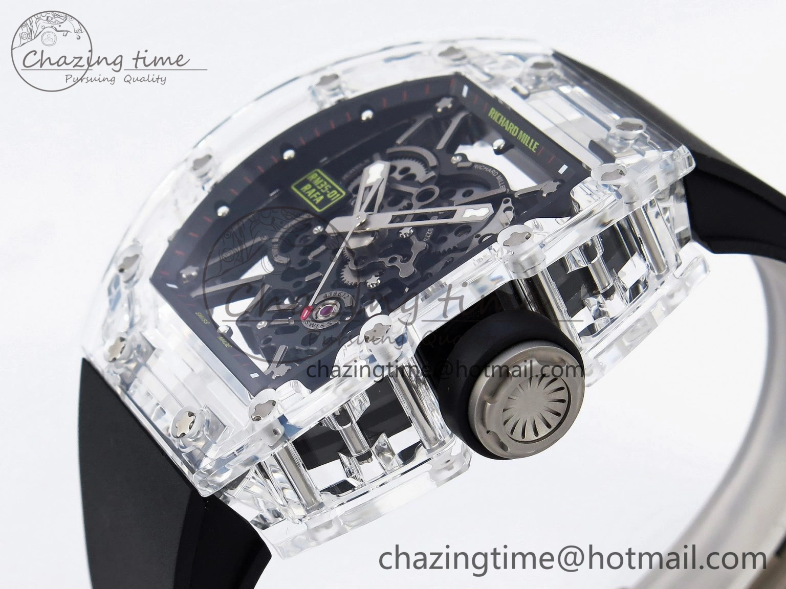 RM035 Transparent SONIC Best Edition Skeleton Dial on Black Nylon Strap Clone RMUL2