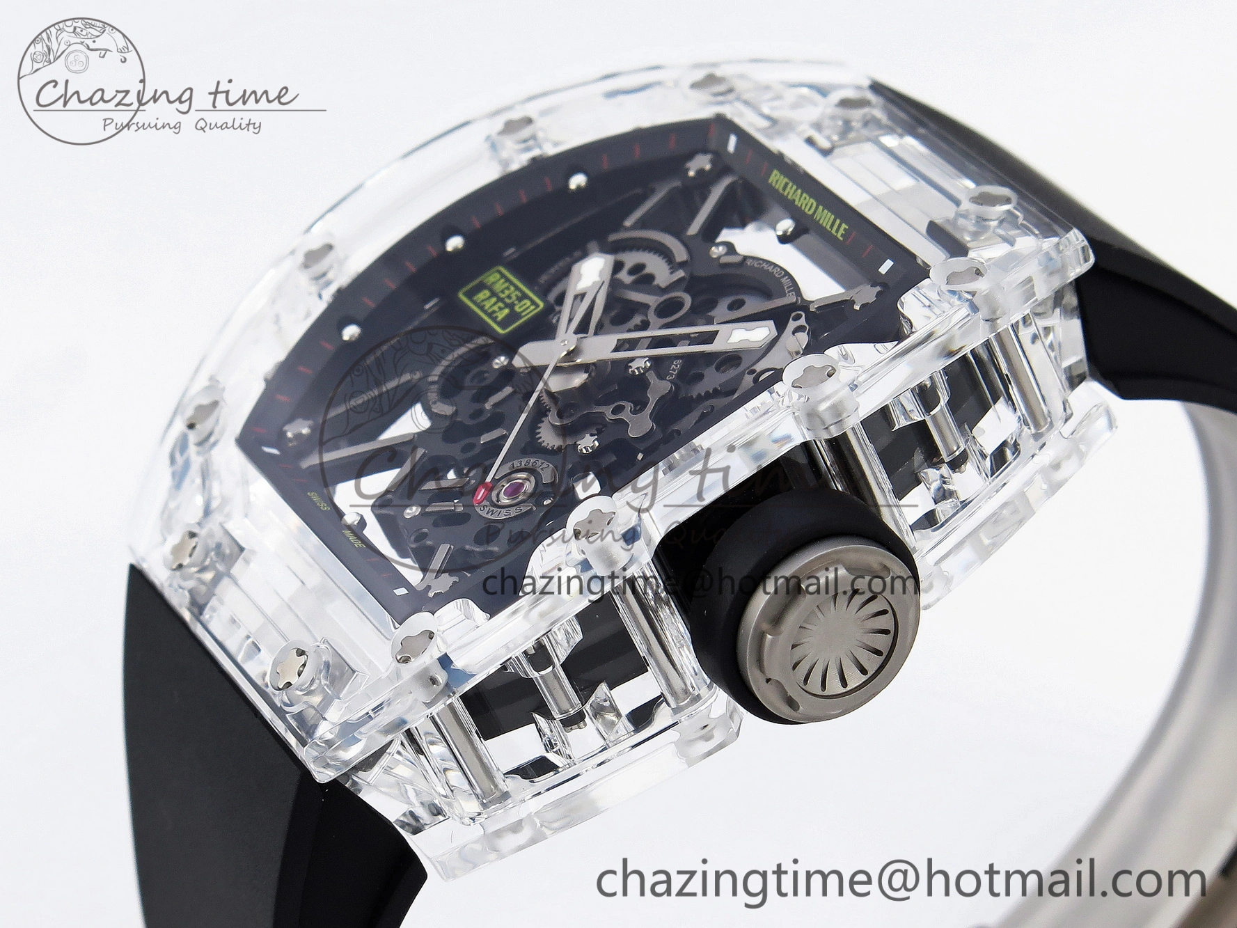 RM035 Transparent SONIC Best Edition Skeleton Dial on Black Nylon Strap Clone RMUL2