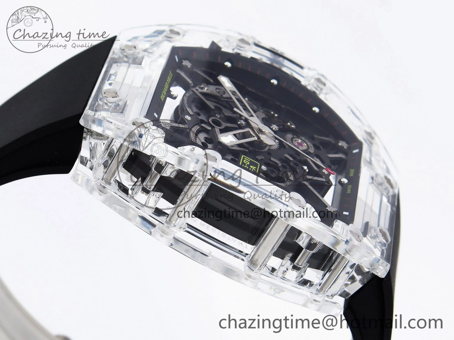 RM035 Transparent SONIC Best Edition Skeleton Dial on Black Nylon Strap Clone RMUL2