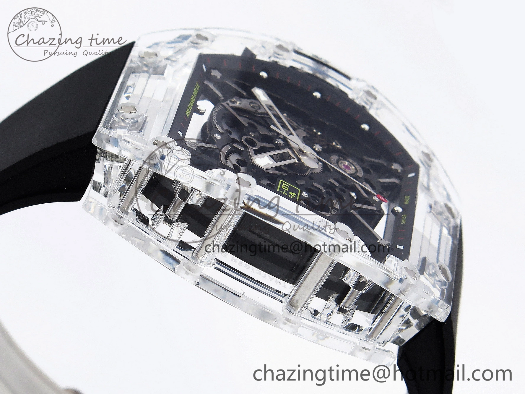 RM035 Transparent SONIC Best Edition Skeleton Dial on Black Nylon Strap Clone RMUL2
