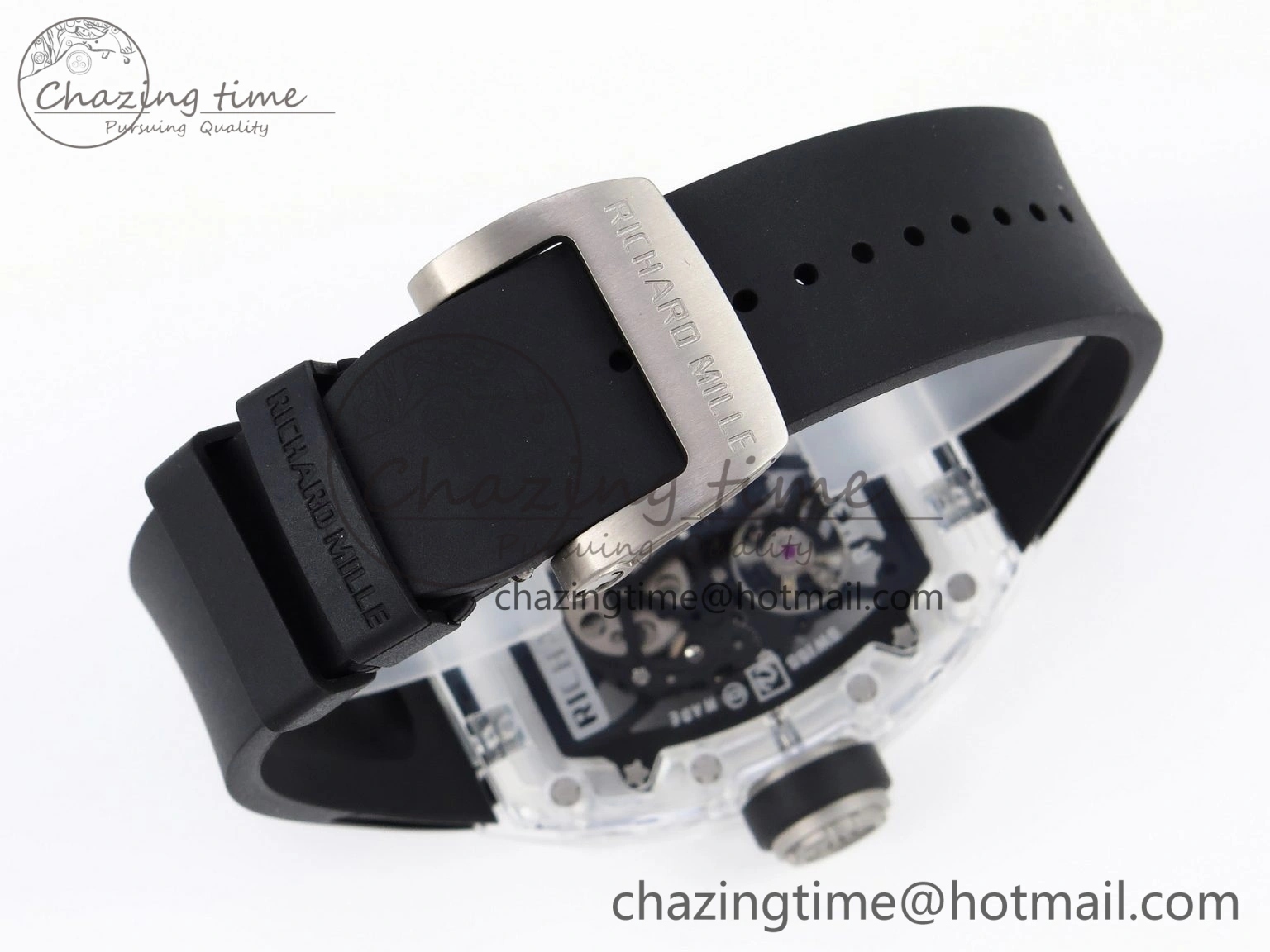 RM035 Transparent SONIC Best Edition Skeleton Dial on Black Nylon Strap Clone RMUL2