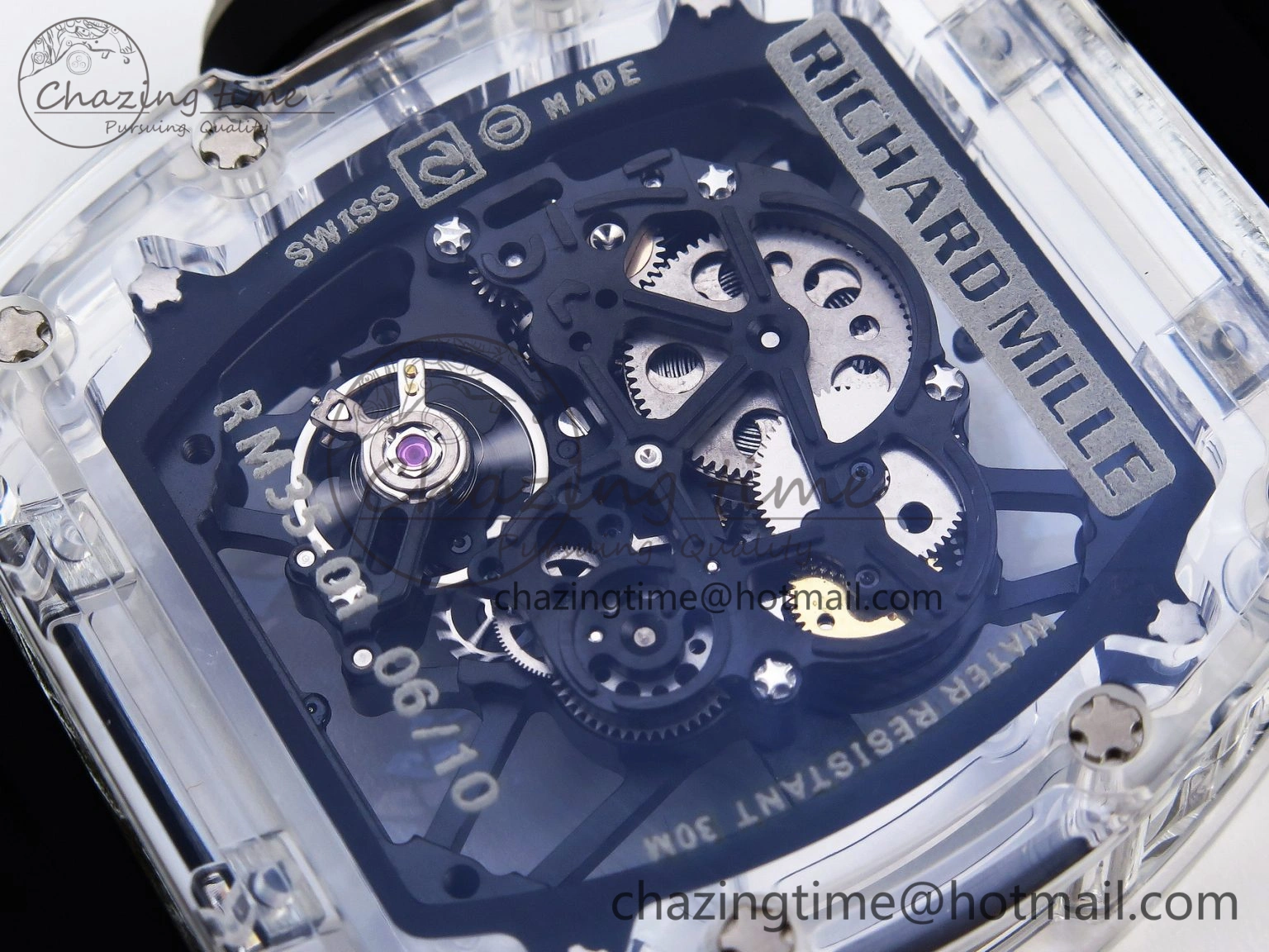 RM035 Transparent SONIC Best Edition Skeleton Dial on Black Nylon Strap Clone RMUL2