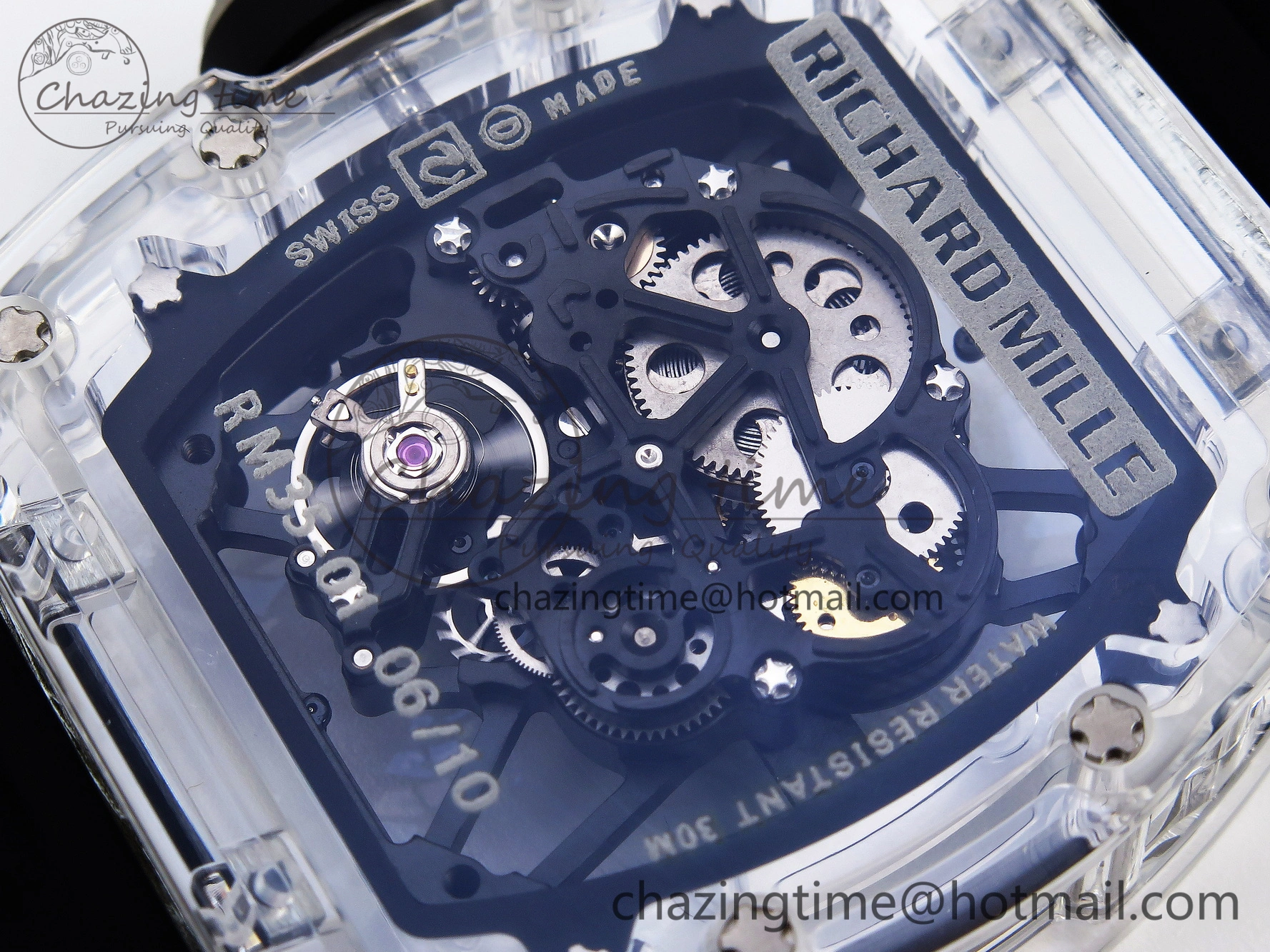 RM035 Transparent SONIC Best Edition Skeleton Dial on Black Nylon Strap Clone RMUL2