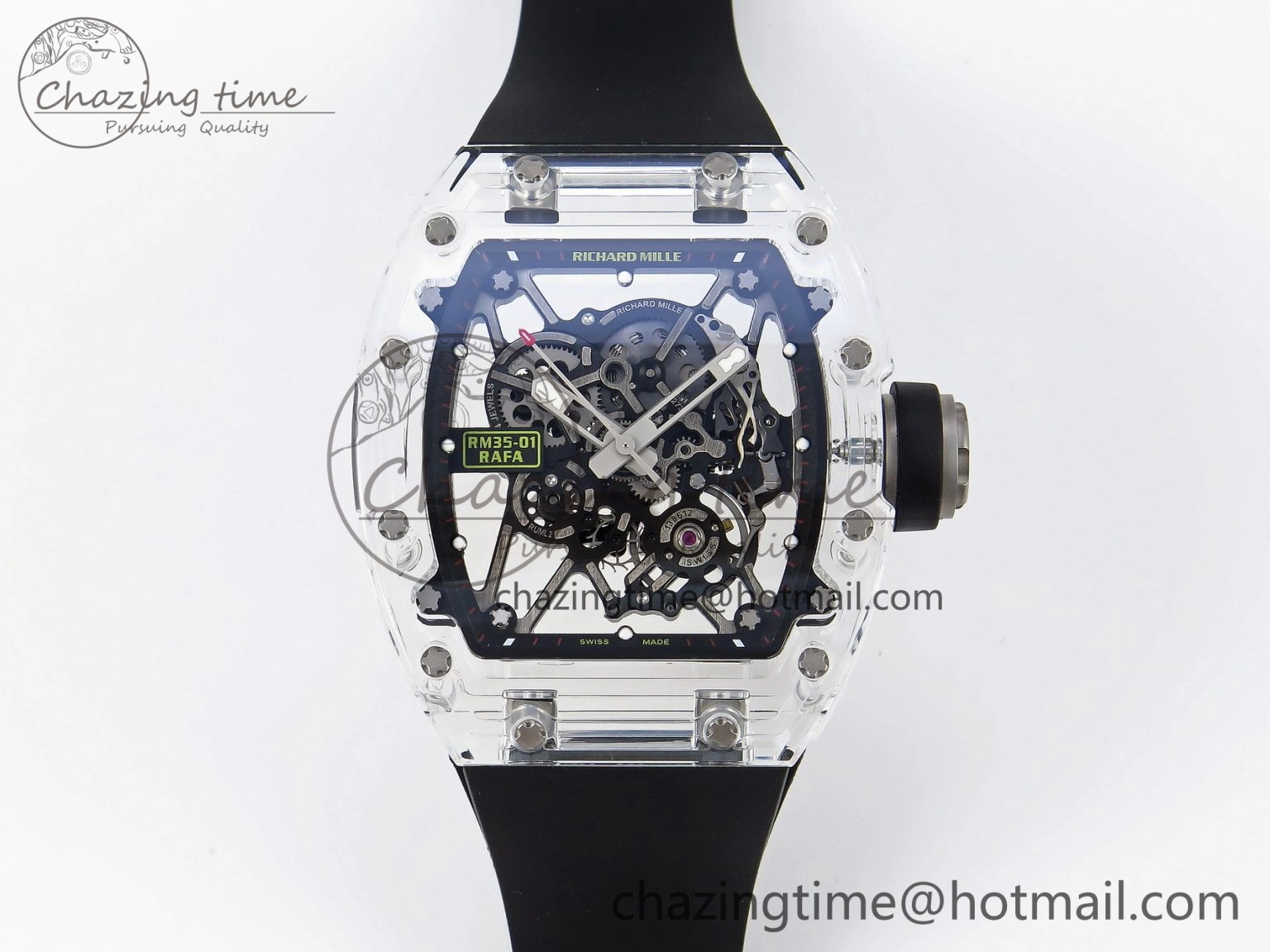 RM035 Transparent SONIC Best Edition Skeleton Dial on Black Nylon Strap Clone RMUL2