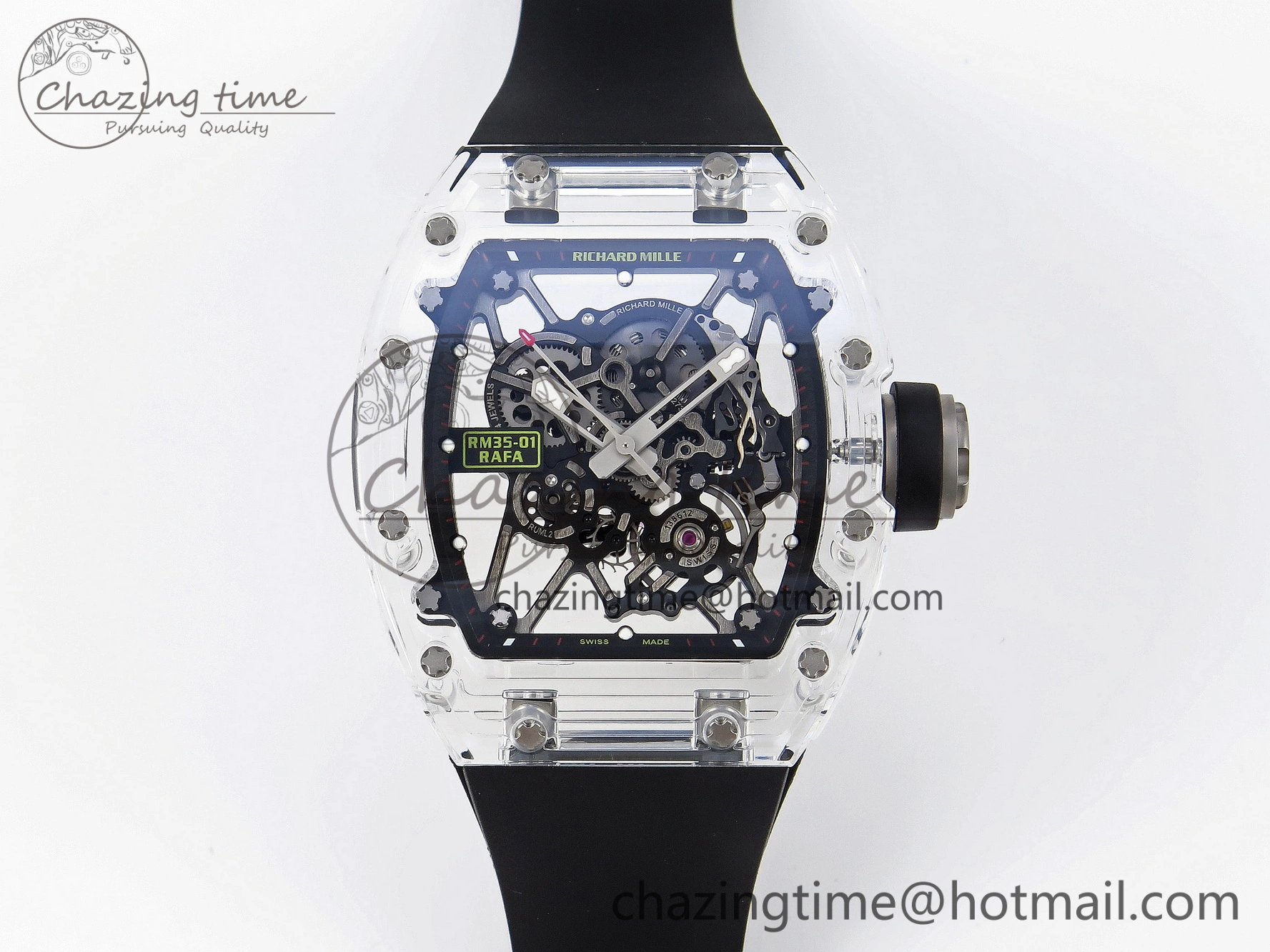 RM035 Transparent SONIC Best Edition Skeleton Dial on Black Nylon Strap Clone RMUL2