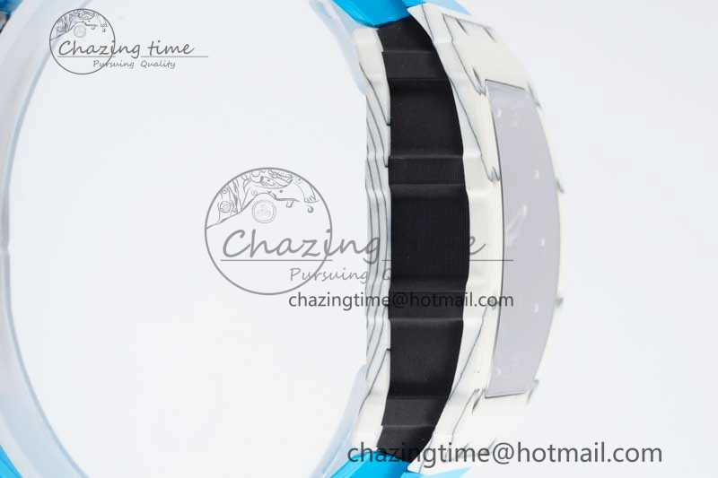 RM035 White Carbon SONIC Best Edition Skeleton Dial on Blue Rubber Strap Clone RMUL2