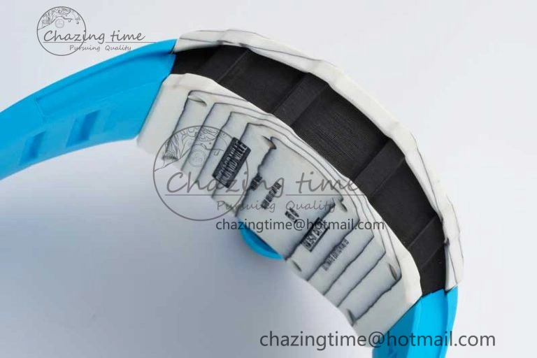 RM035 White Carbon SONIC Best Edition Skeleton Dial on Blue Rubber Strap Clone RMUL2
