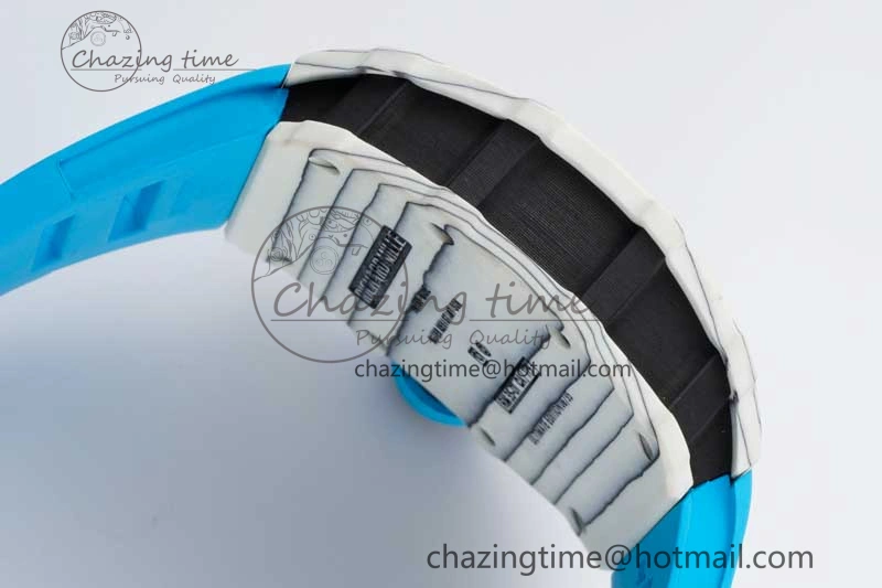 RM035 White Carbon SONIC Best Edition Skeleton Dial on Blue Rubber Strap Clone RMUL2