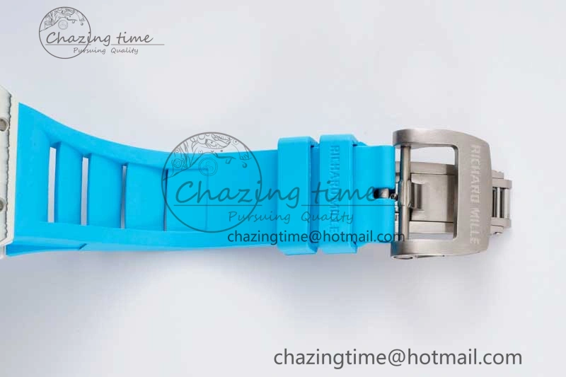RM035 White Carbon SONIC Best Edition Skeleton Dial on Blue Rubber Strap Clone RMUL2