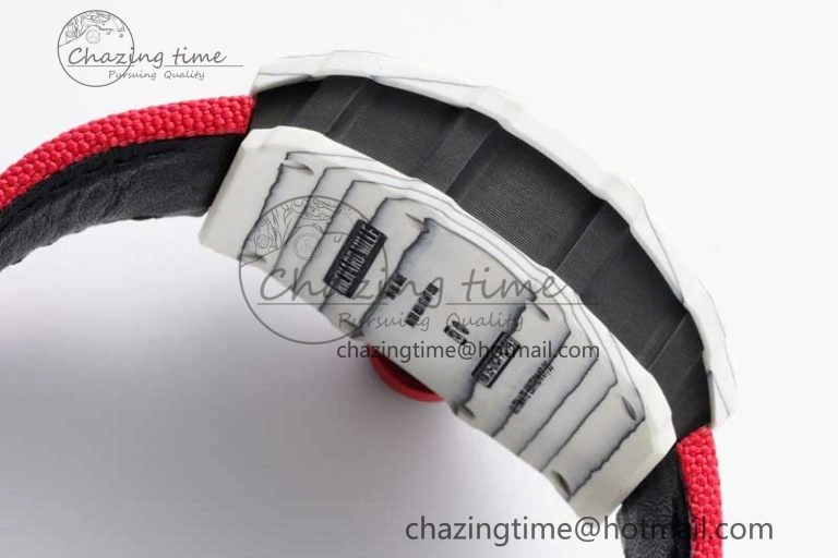 RM035 White Carbon SONIC Best Edition Skeleton Dial on Red Nylon Strap Clone RMUL2
