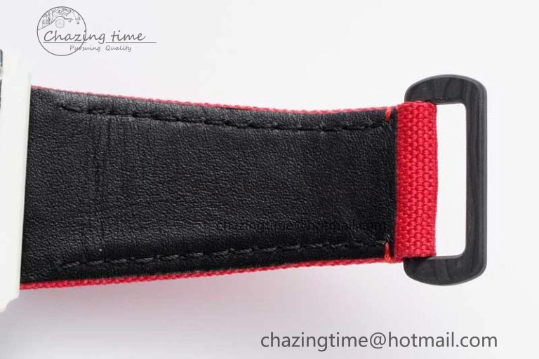 RM035 White Carbon SONIC Best Edition Skeleton Dial on Red Nylon Strap Clone RMUL2