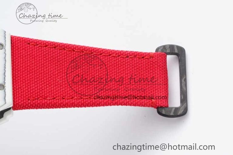 RM035 White Carbon SONIC Best Edition Skeleton Dial on Red Nylon Strap Clone RMUL2