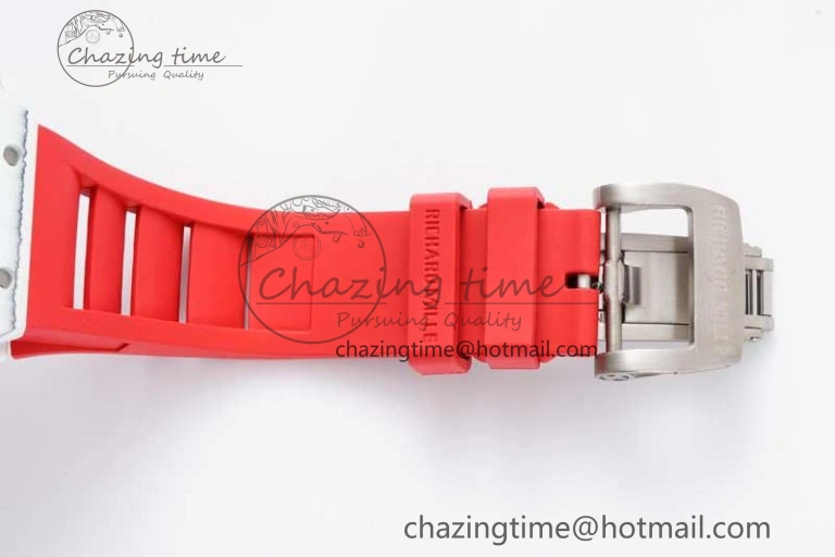 RM035 White Carbon SONIC Best Edition Skeleton Dial on Red Rubber Strap Clone RMUL2