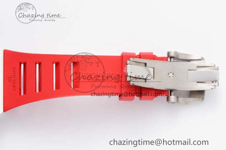 RM035 White Carbon SONIC Best Edition Skeleton Dial on Red Rubber Strap Clone RMUL2
