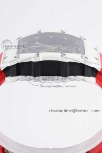 RM035 White Carbon SONIC Best Edition Skeleton Dial on Red Rubber Strap Clone RMUL2