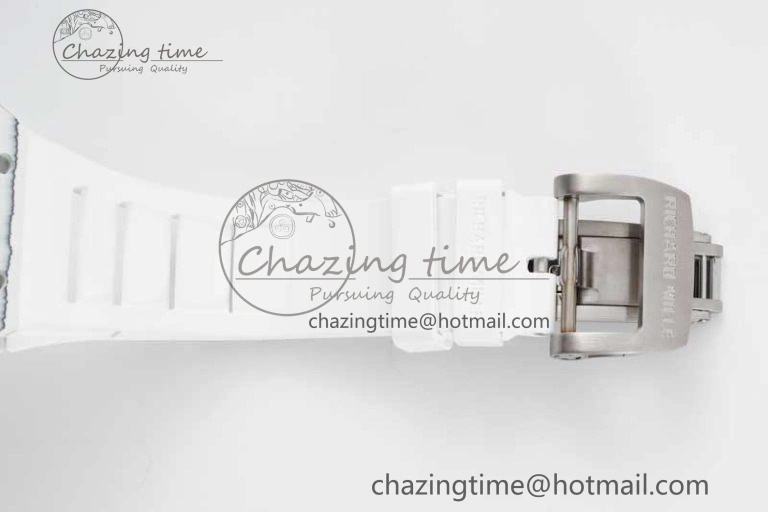 RM035 White Carbon SONIC Best Edition Skeleton Dial on White Rubber Strap Clone RMUL2