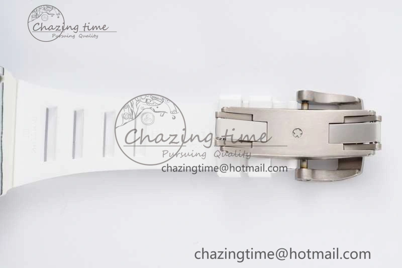 RM035 White Carbon SONIC Best Edition Skeleton Dial on White Rubber Strap Clone RMUL2