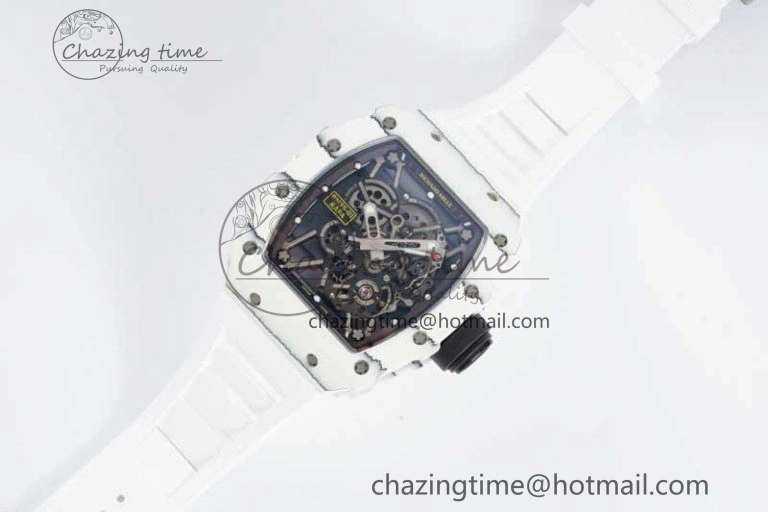 RM035 White Carbon SONIC Best Edition Skeleton Dial on White Rubber Strap Clone RMUL2