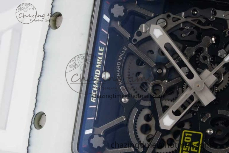RM035 White Carbon SONIC Best Edition Skeleton Dial on White Rubber Strap Clone RMUL2