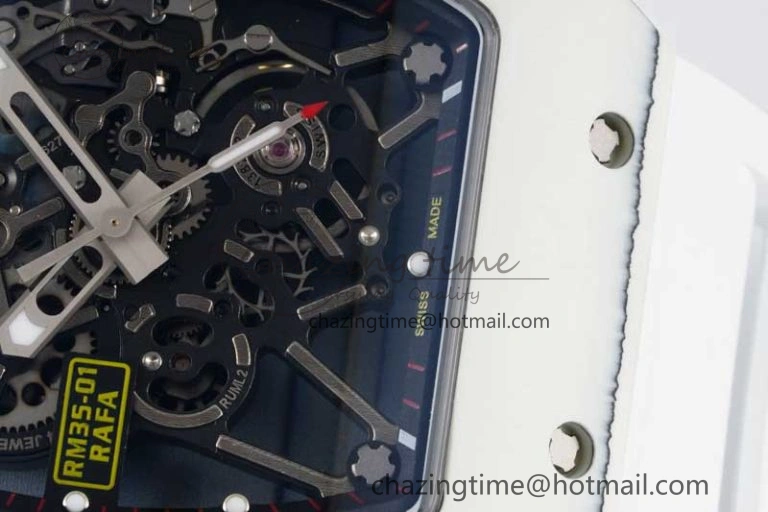 RM035 White Carbon SONIC Best Edition Skeleton Dial on White Rubber Strap Clone RMUL2