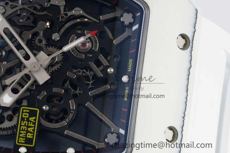 RM035 White Carbon SONIC Best Edition Skeleton Dial on White Rubber Strap Clone RMUL2